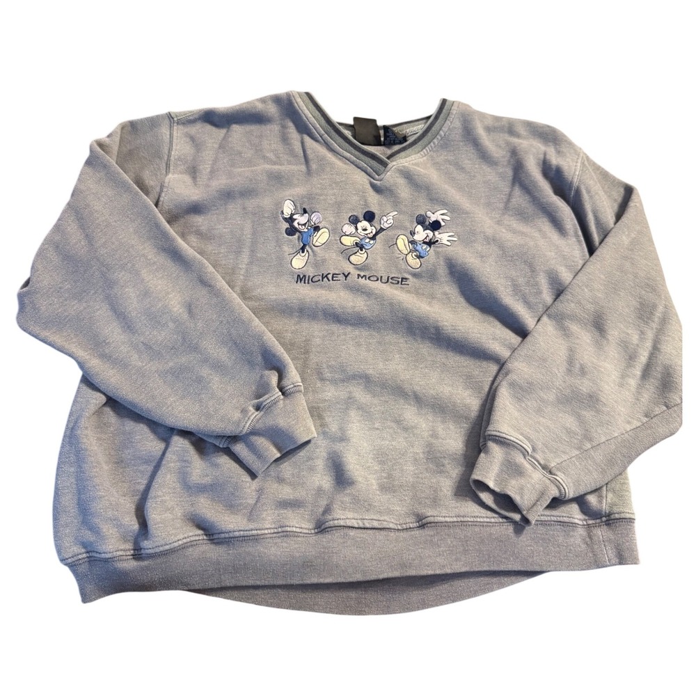 Vintage 90s Mickey Mouse Sweatshirt Crewneck Embroidered Disney Large